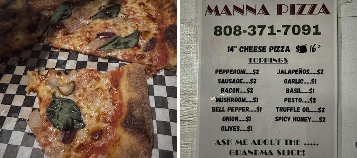 Manna Pizza Hawaii Menu